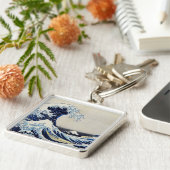 Hokusai, schilderij met grote golffafdruk sleutelhanger (Zijkant)
