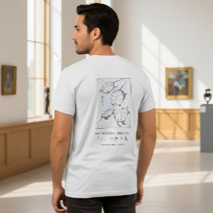 Hokusai Schildpad Tekening Japanse Minimalisme Wit Tri-Blend Shirt