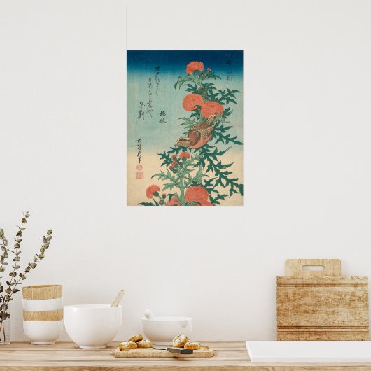 Hokusai Shrike en Blessed Thistle GalleryHD Poster (Keuken)