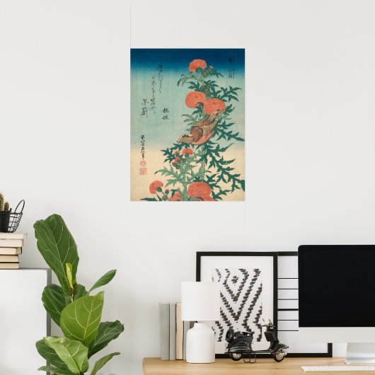 Hokusai Shrike en Blessed Thistle GalleryHD Poster (Thuiskantoor)