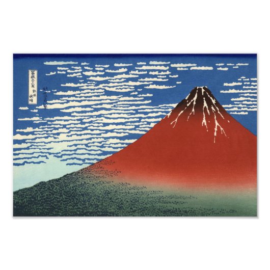 Hokusai South Wind Clear Sky Red Fuji Print Foto Afdruk (Voorkant)