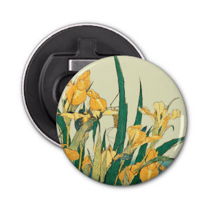Hokusai sprinkhaan en iris Japan Button Flesopener
