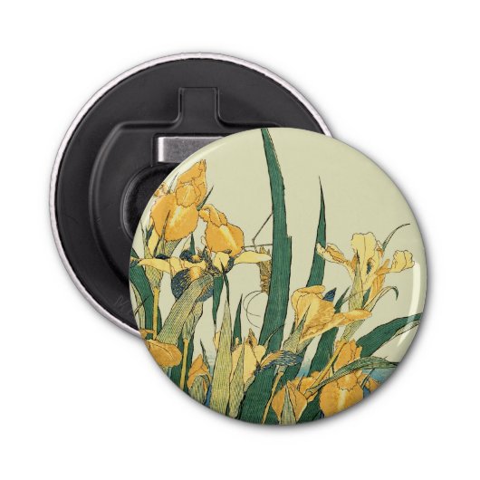 Hokusai sprinkhaan en iris Japan Button Flesopener (Voorkant)