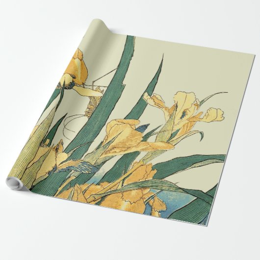 Hokusai sprinkhaan en iris Japan Cadeaupapier (Uitgerold)