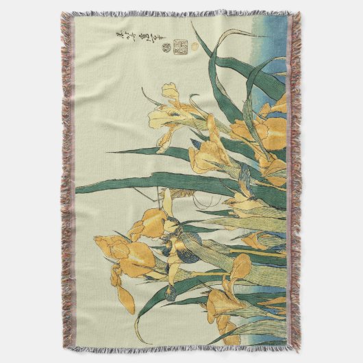 Hokusai sprinkhaan en iris Japan Deken (Voorkant Verticaal)