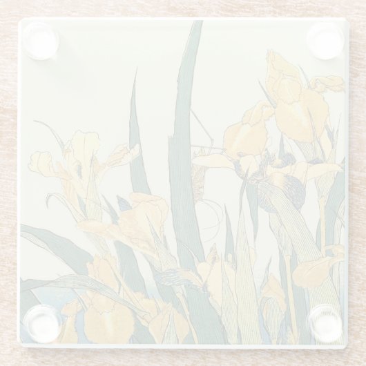 Hokusai sprinkhaan en iris Japan Glazen Onderzetter (Achterkant)