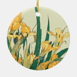 Hokusai sprinkhaan en iris Japan Keramisch Ornament