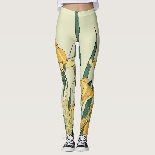 Hokusai sprinkhaan en iris Japan Leggings (Voorkant)