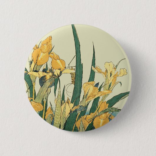 Hokusai sprinkhaan en iris Japan Ronde Button 5,7 Cm (Voorkant)