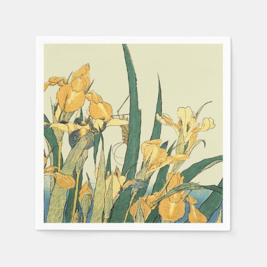 Hokusai sprinkhaan en iris Japan Servet (Voorkant)