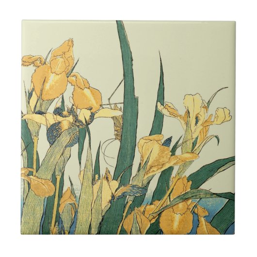 Hokusai sprinkhaan en iris Japan Tegeltje (Voorkant)