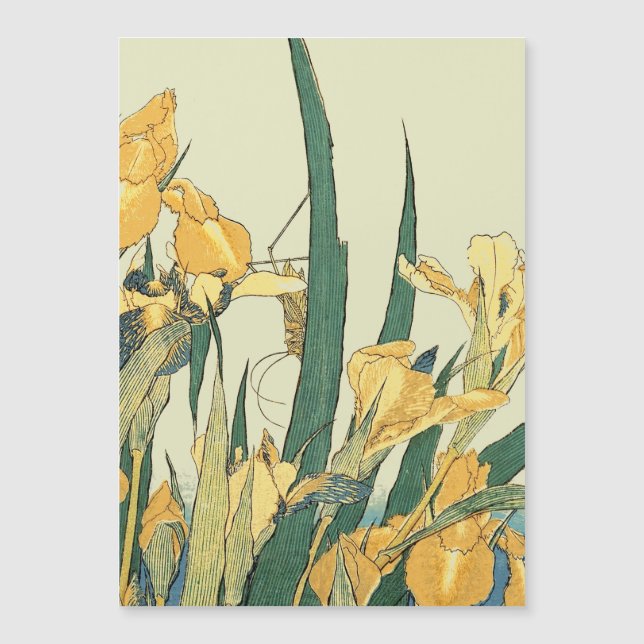 Hokusai Sprinkhaan Iris Vintage Print: Japans (Voorkant)