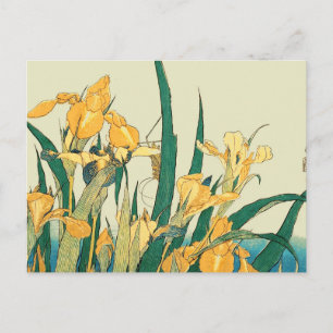 Hokusai Sprinkhaan Iris Vintage Print: Japans Briefkaart