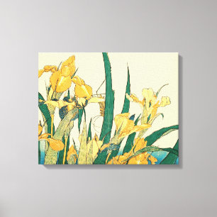 Hokusai Sprinkhaan Iris Vintage Print: Japans Canvas Afdruk