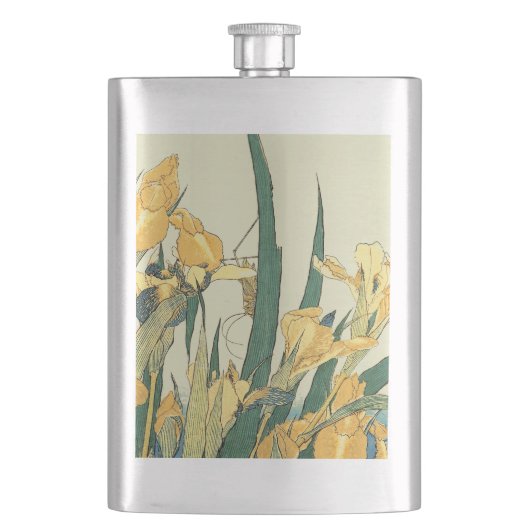 Hokusai Sprinkhaan Iris Vintage Print: Japans Flacon (Voorkant)