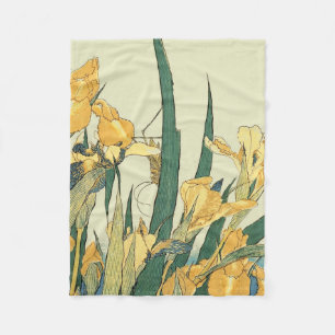 Hokusai Sprinkhaan Iris Vintage Print: Japans Fleece Deken