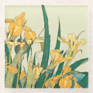Hokusai Sprinkhaan Iris Vintage Print: Japans Glazen Onderzetter