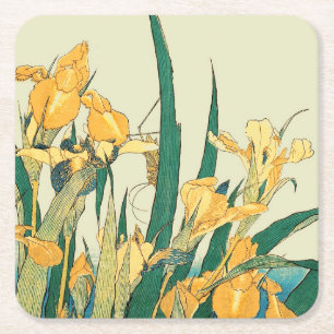 Hokusai Sprinkhaan Iris Vintage Print: Japans Kartonnen Onderzetters