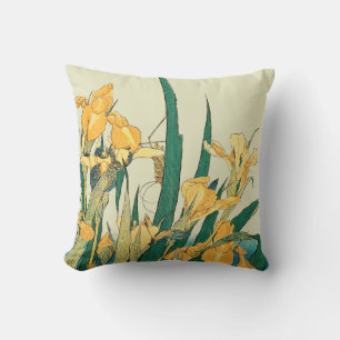 Hokusai Sprinkhaan Iris Vintage Print: Japans Kussen