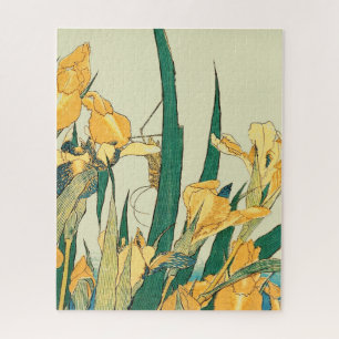 Hokusai Sprinkhaan Iris Vintage Print: Japans Legpuzzel