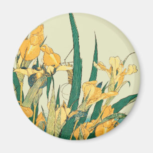 Hokusai Sprinkhaan Iris Vintage Print: Japans Magneet