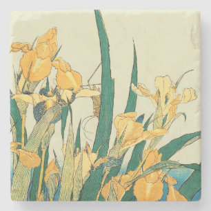 Hokusai Sprinkhaan Iris Vintage Print: Japans Stenen Onderzetter