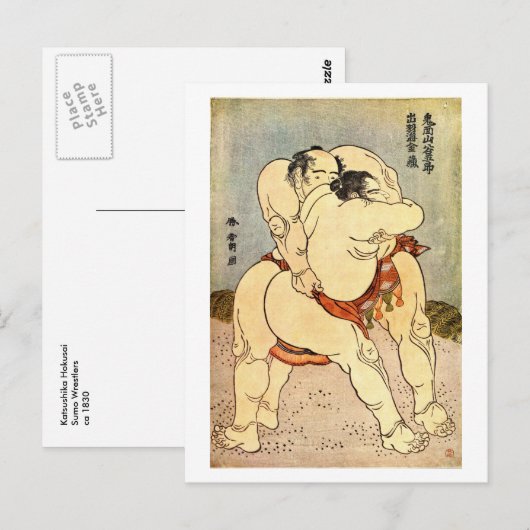 Hokusai Sumo Wrestlers Briefkaart (Voorkant / Achterkant)