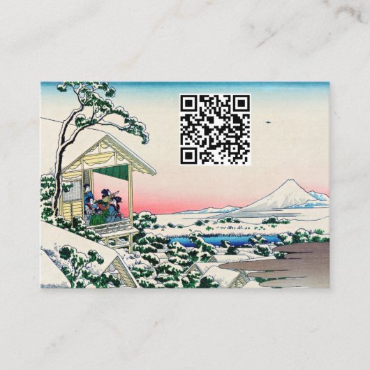 Hokusai - Tea house te Koishikawa - QR Code Visitekaartje (Voorkant)
