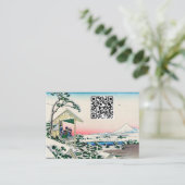 Hokusai - Tea house te Koishikawa - QR Code Visitekaartje (Staand voorkant)