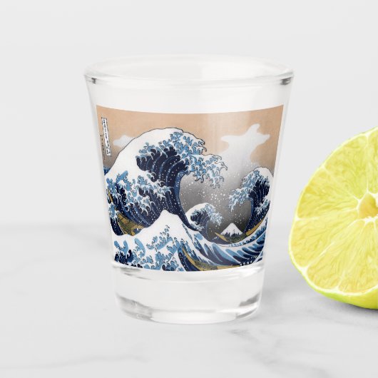 HOKUSAI, “ The 3 great wave of Kanagawa ” Shot Glas (Voorkant)