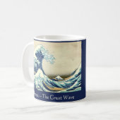 Hokusai – The Great Wave – Custom Text Koffiemok (Voorkant links)