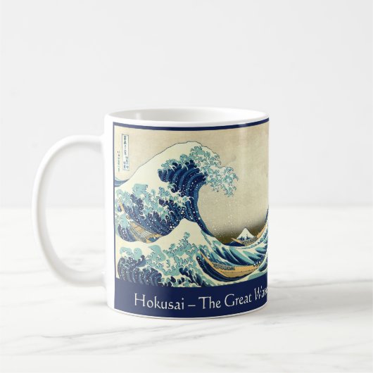 Hokusai – The Great Wave – Custom Text Koffiemok (Links)