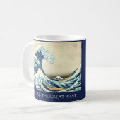 Hokusai – The Great Wave – Custom Text Koffiemok (Voorkant links)