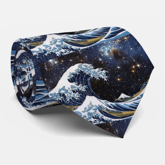 Hokusai , The Great Wave off Kanagawa + LH 95 Stropdas (Opgerold)