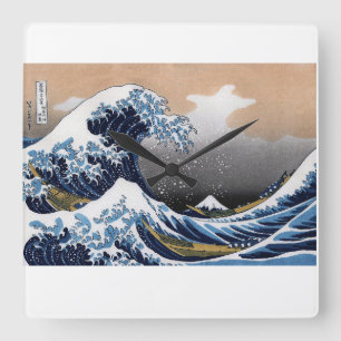 Hokusai, "The Great Wave off Kanagawa" Vierkante Klok