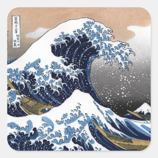 Hokusai , “ The Great Wave off Kanagawa ” Vierkante Sticker (Voorkant)