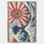 HOKUSAI "The Great Wave" & Rising Sun Flag & Cat Deken (Voorkant Verticaal)