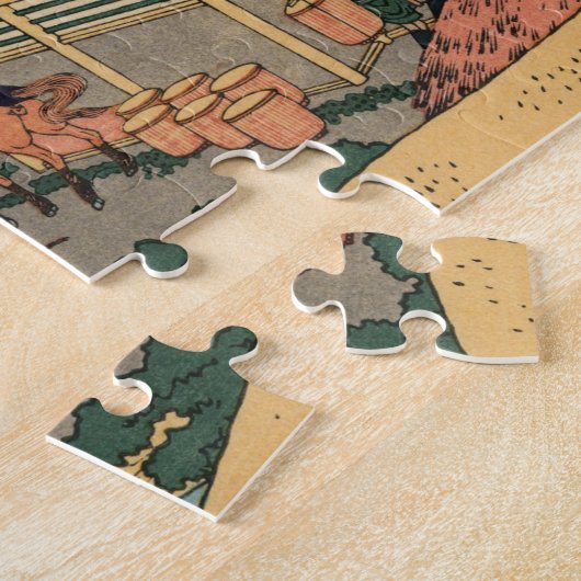Hokusai - Uitzicht Fuji Landschap Jigzaag Puzzle Legpuzzel (Zijkant)