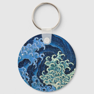 Hokusai Vrouwelijke Golf Japan Vintage Oceaan Sleutelhanger
