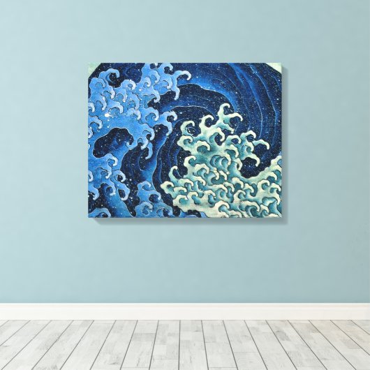 Hokusai Vrouwelijke Golf Oceaan Canvas Afdruk (Insitu (Houten vloer))
