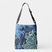Hokusai Vrouwelijke Golf  Oceaan Crossbody Tas (Achterkant)