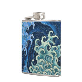 Hokusai Vrouwelijke Golf  Oceaan Heupfles (Links)