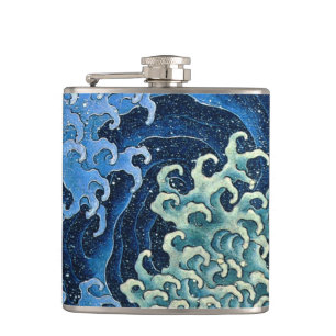 Hokusai Vrouwelijke Golf  Oceaan Heupfles