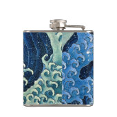 Hokusai Vrouwelijke Golf  Oceaan Heupfles (Achterkant)