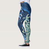 Hokusai Vrouwelijke Golf  Oceaan Leggings (Links)