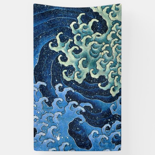 Hokusai Vrouwelijke Golf  Oceaan Spandoek (Verticaal)