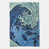 Hokusai Vrouwelijke Golf  Oceaan Theedoek (Verticaal)