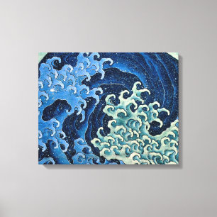 Hokusai Vrouwelijke Golf Vintage Oceaan  Canvas Afdruk