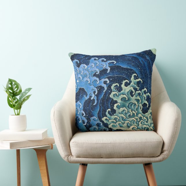 Hokusai Vrouwelijke Golf Vintage Oceaan  Kussen (Stoel)