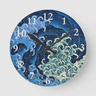 Hokusai Vrouwelijke Golf Vintage Oceaan  Ronde Klok